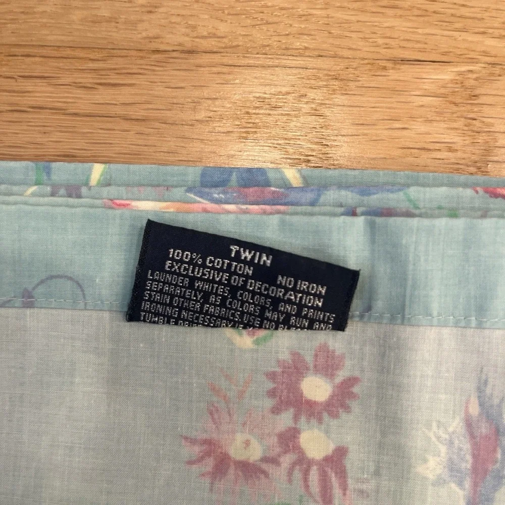 Vintage Ralph Lauren Pompano Floral Twin Flat Sheet Blue Label